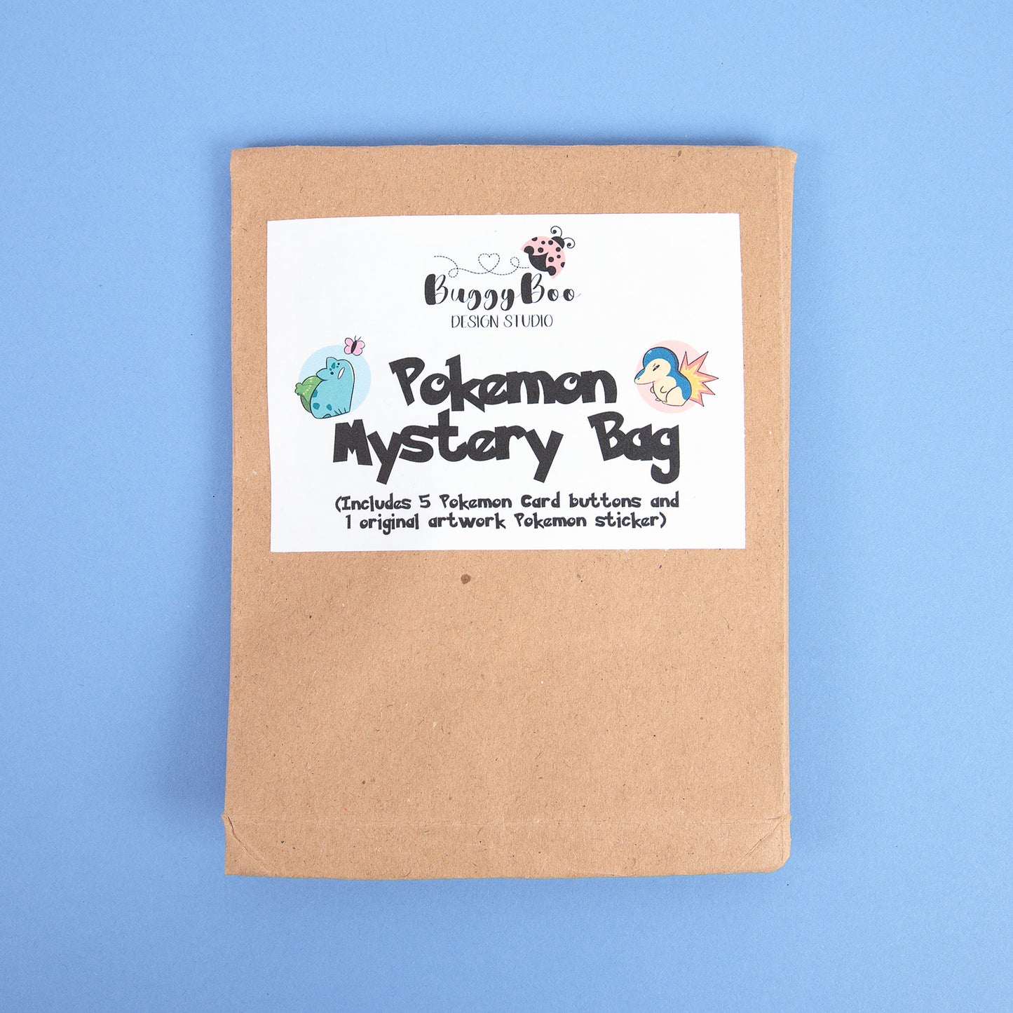 Pokemon Mystery Bag - Includes (5) Pokemon Card Buttons and (1) Sticker